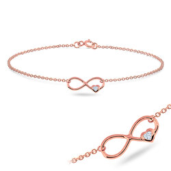 Infinity Symbol with Heart CZ Silver Anklet ANK-320-RO-GP